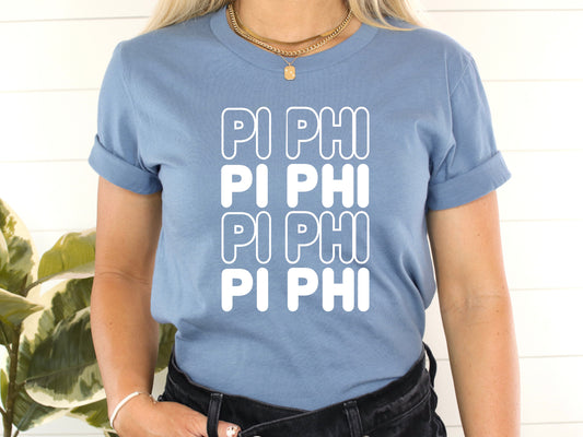 Pi Beta Phi Bold Bubble Letter Sorority T-shirt _ 2232g