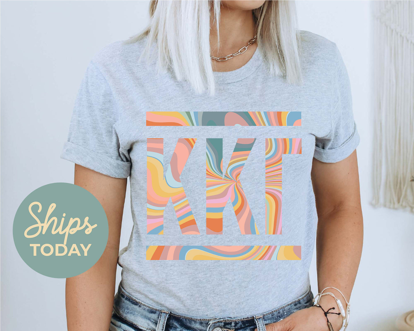 Kappa Kappa Gamma Multicolor Letters Sorority T-shirt _ 30478g
