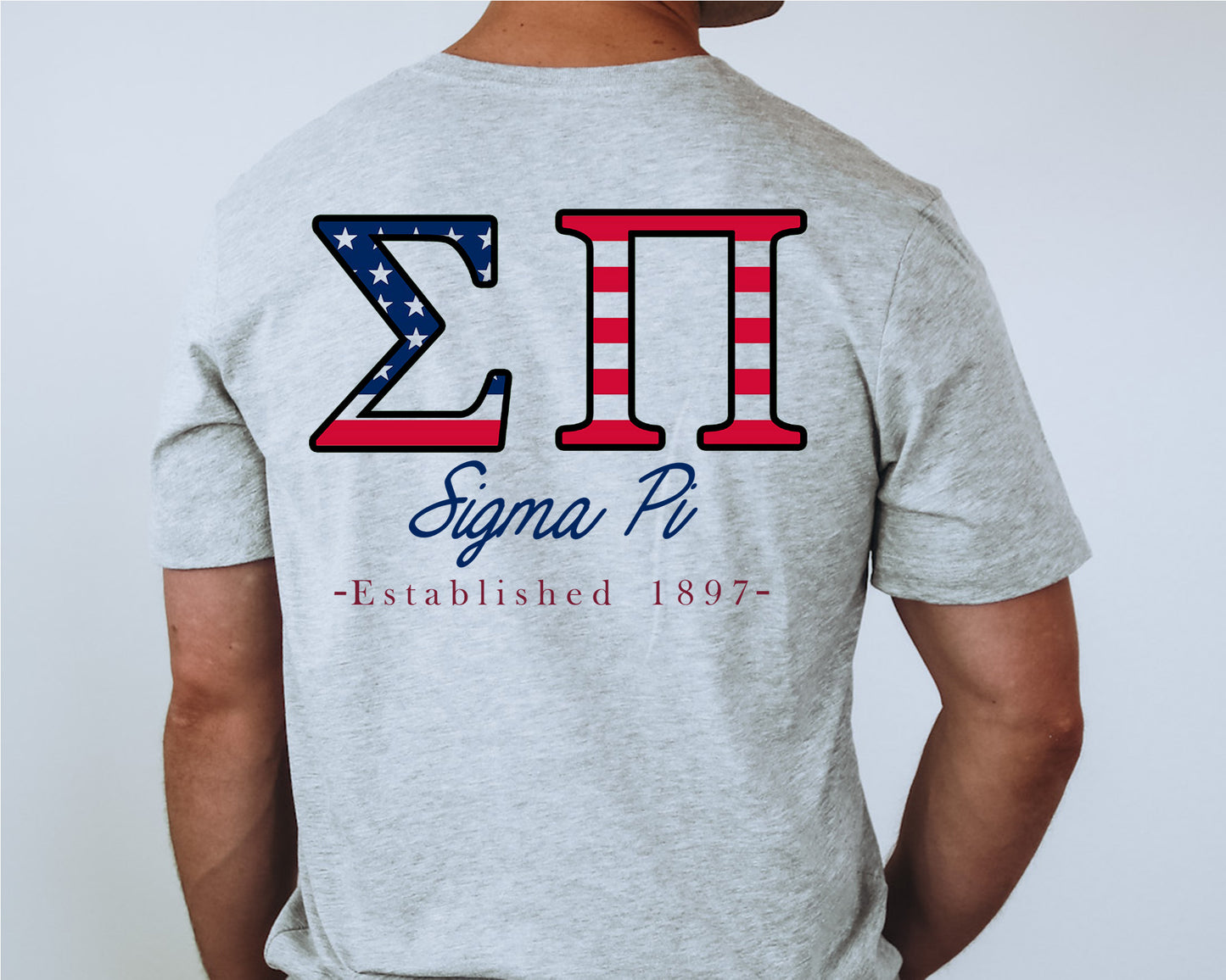 Sigma Pi USA Flag Letters Fraternity T-shirt _ 33447g