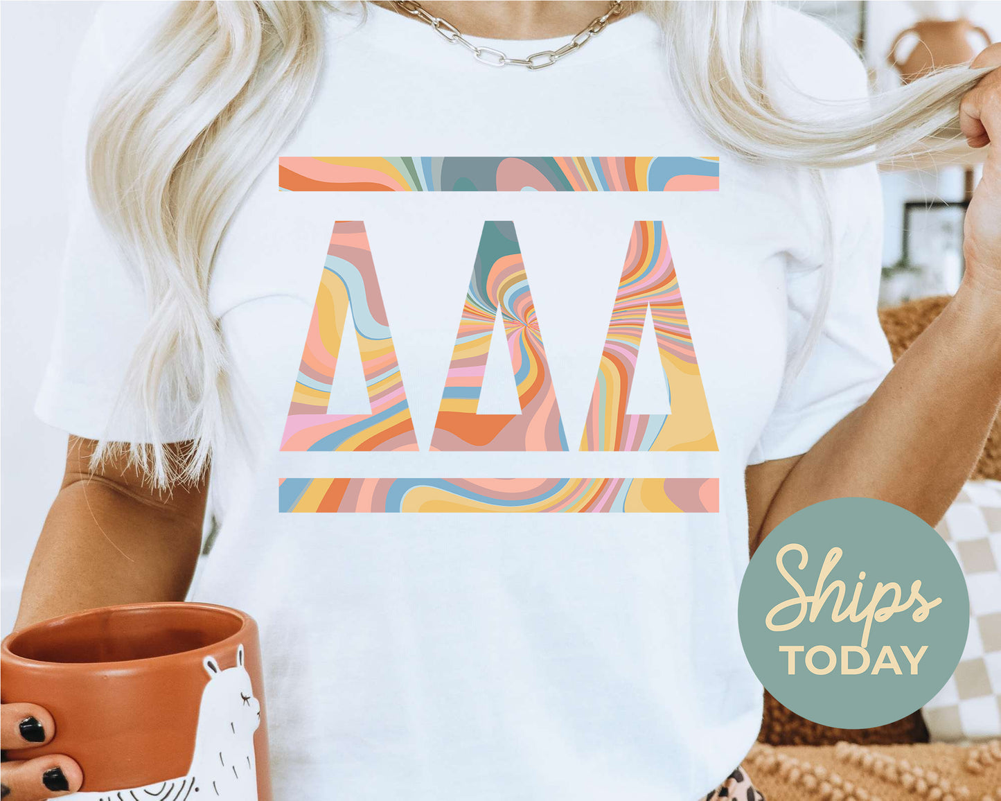 Delta Delta Delta Multicolor Letters Sorority T-shirt _ 30471g
