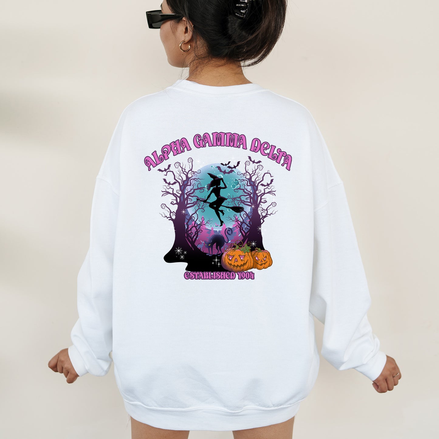 Alpha Gamma Delta Halloween Witch Sorority Sweatshirt _ 36229g