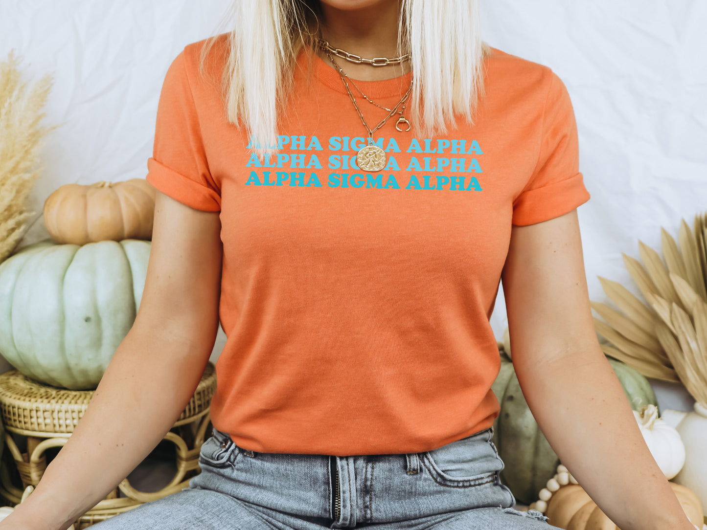 Alpha Sigma Alpha Touch of Blue Sorority T-shirt _ 2583g