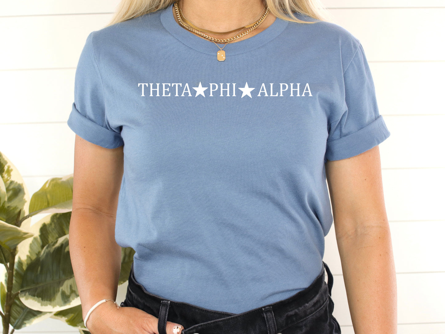 Theta Phi Alpha White Star Sorority T-shirt _ 2210g