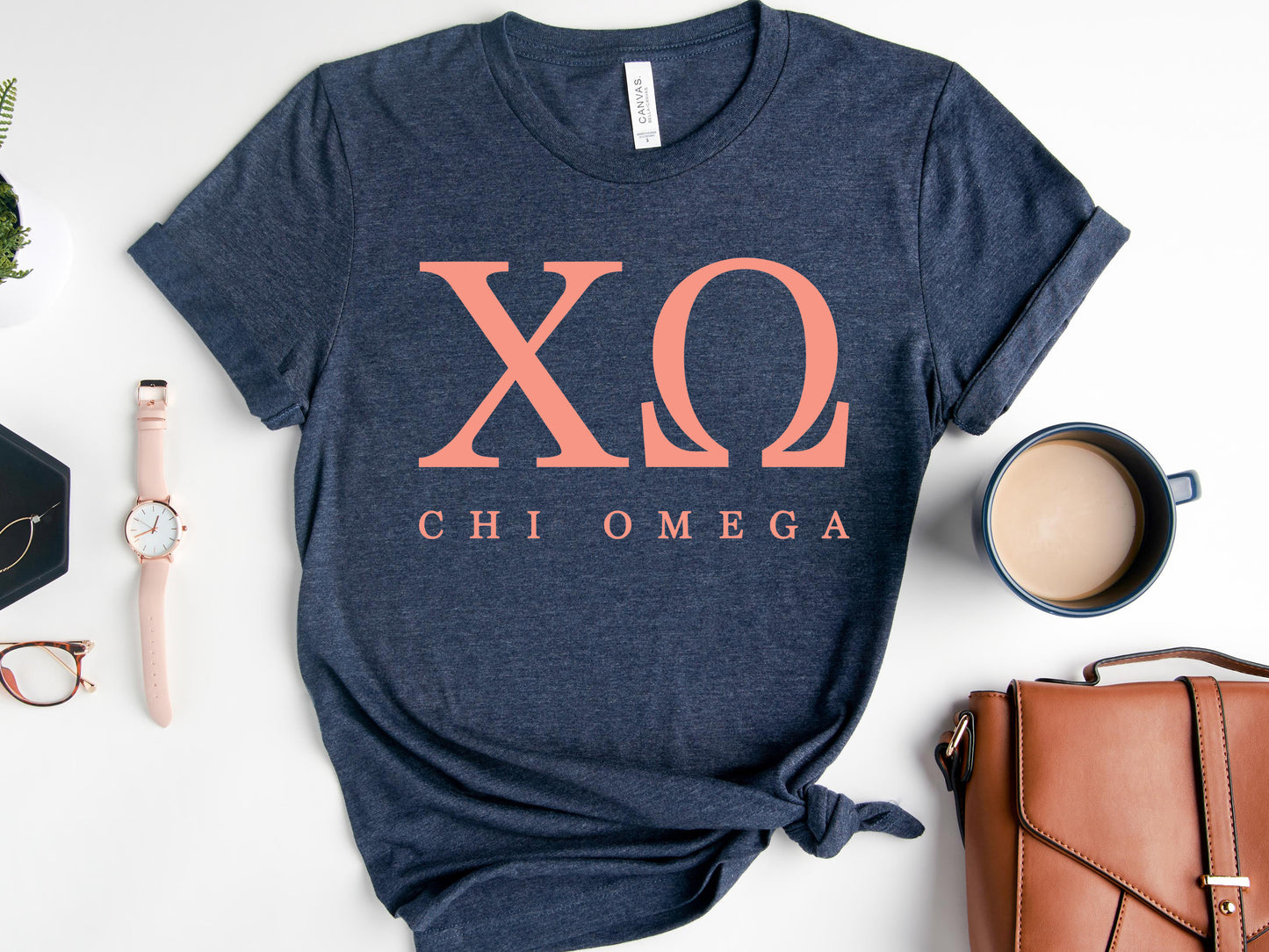 Chi Omega Pink Personality Sorority T-shirt _ 657g