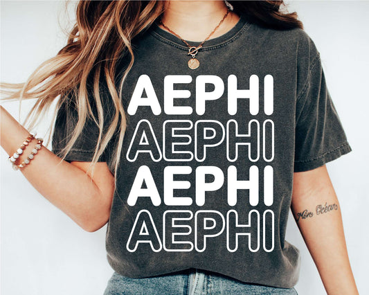 Alpha Epsilon Phi Bold Bubble Letter Sorority T-shirt _ 2214g