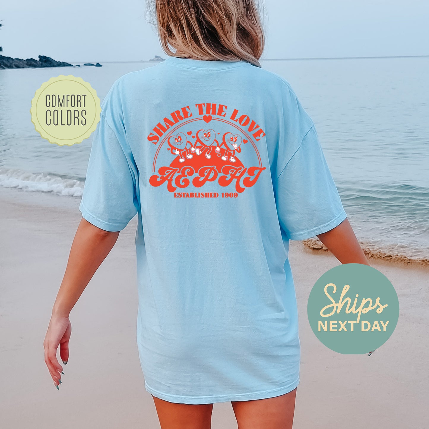 Alpha Epsilon Phi Share the Love Comfort Colors Sorority T-shirt _ 33234g