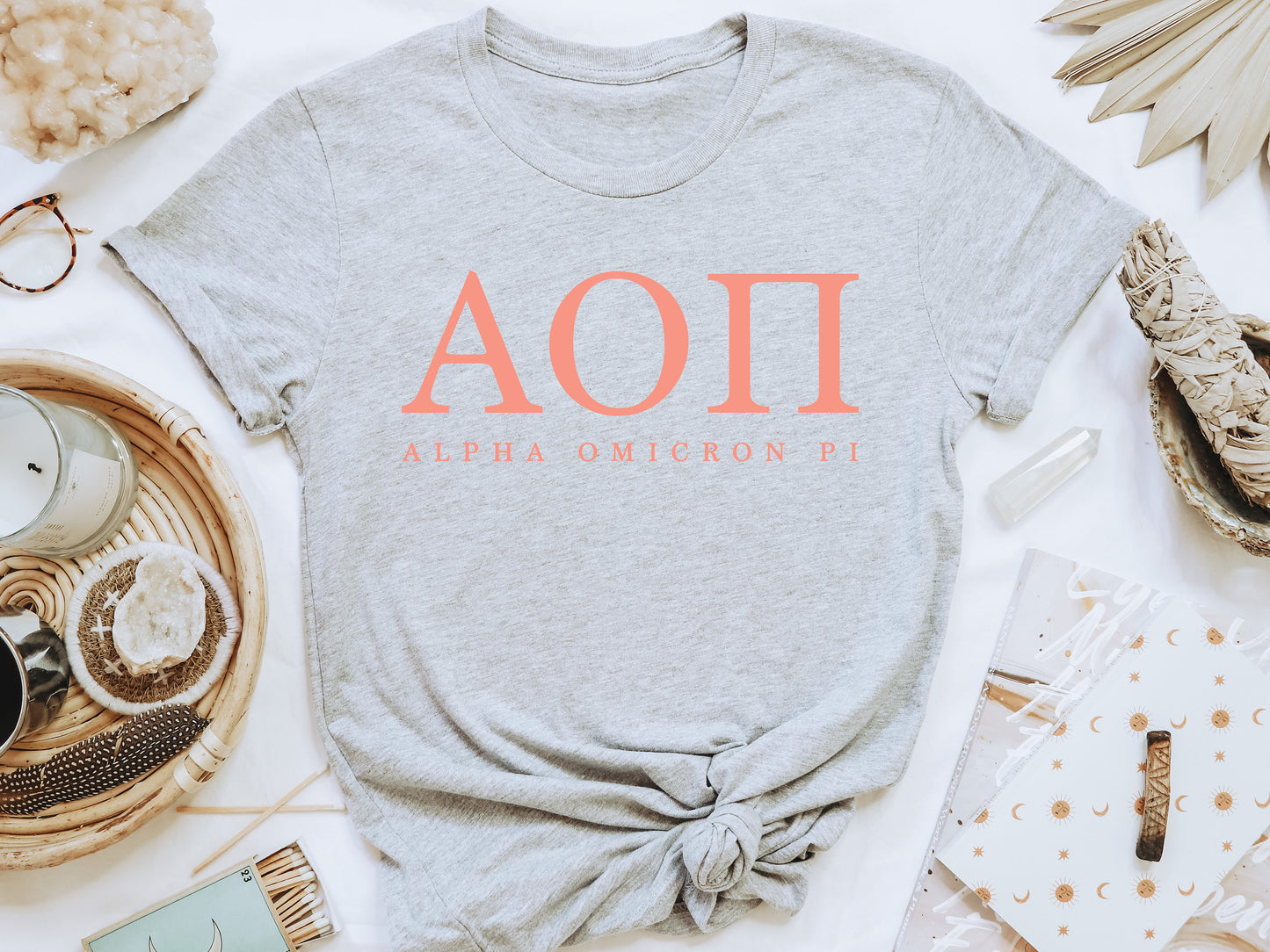 Alpha Omicron Pi Pink Personality Sorority T-shirt _ 652g