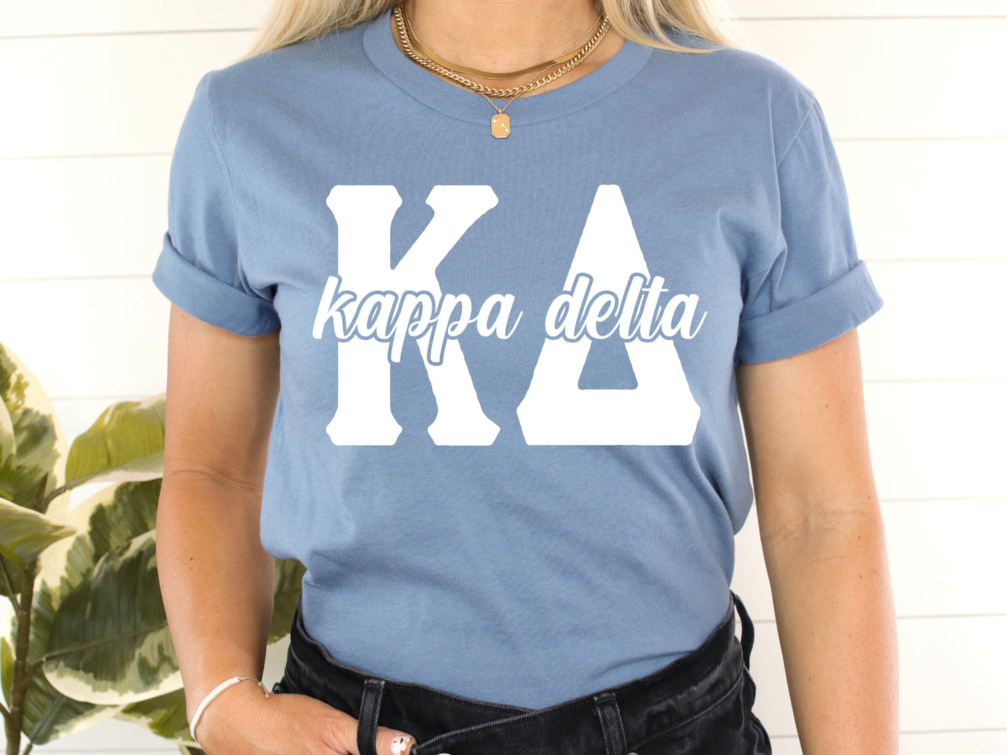 Kappa Delta Sliced White Letters Sorority T-shirt _ 2254g
