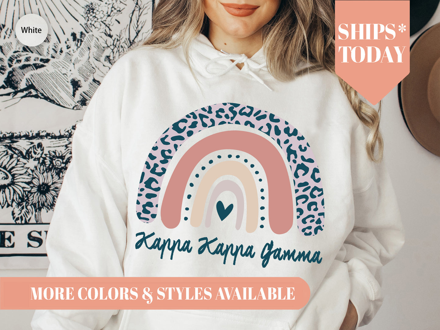 Kappa Kappa Gamma Greek Rainbow Sorority Hoodie _ 2750g