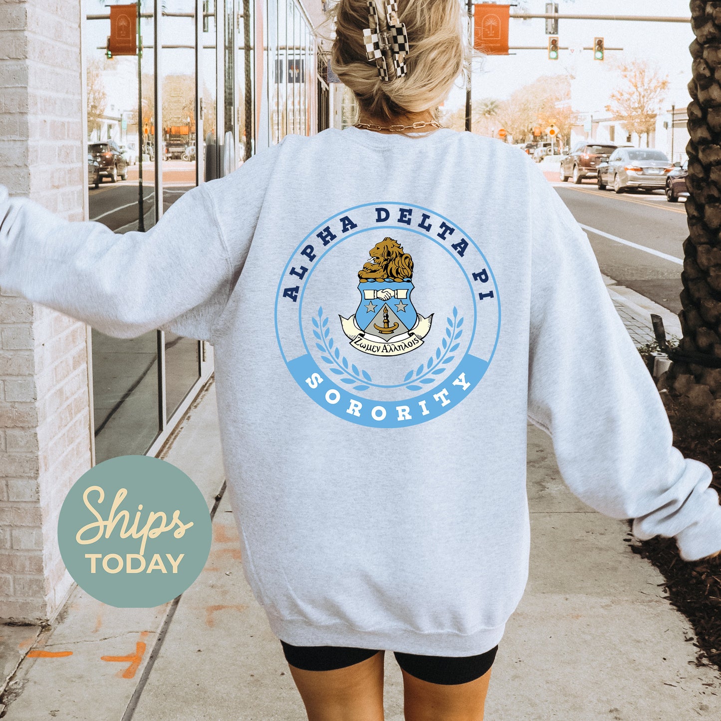 Alpha Delta Pi Crested Tradition Sorority Sweatshirt _ 32817g