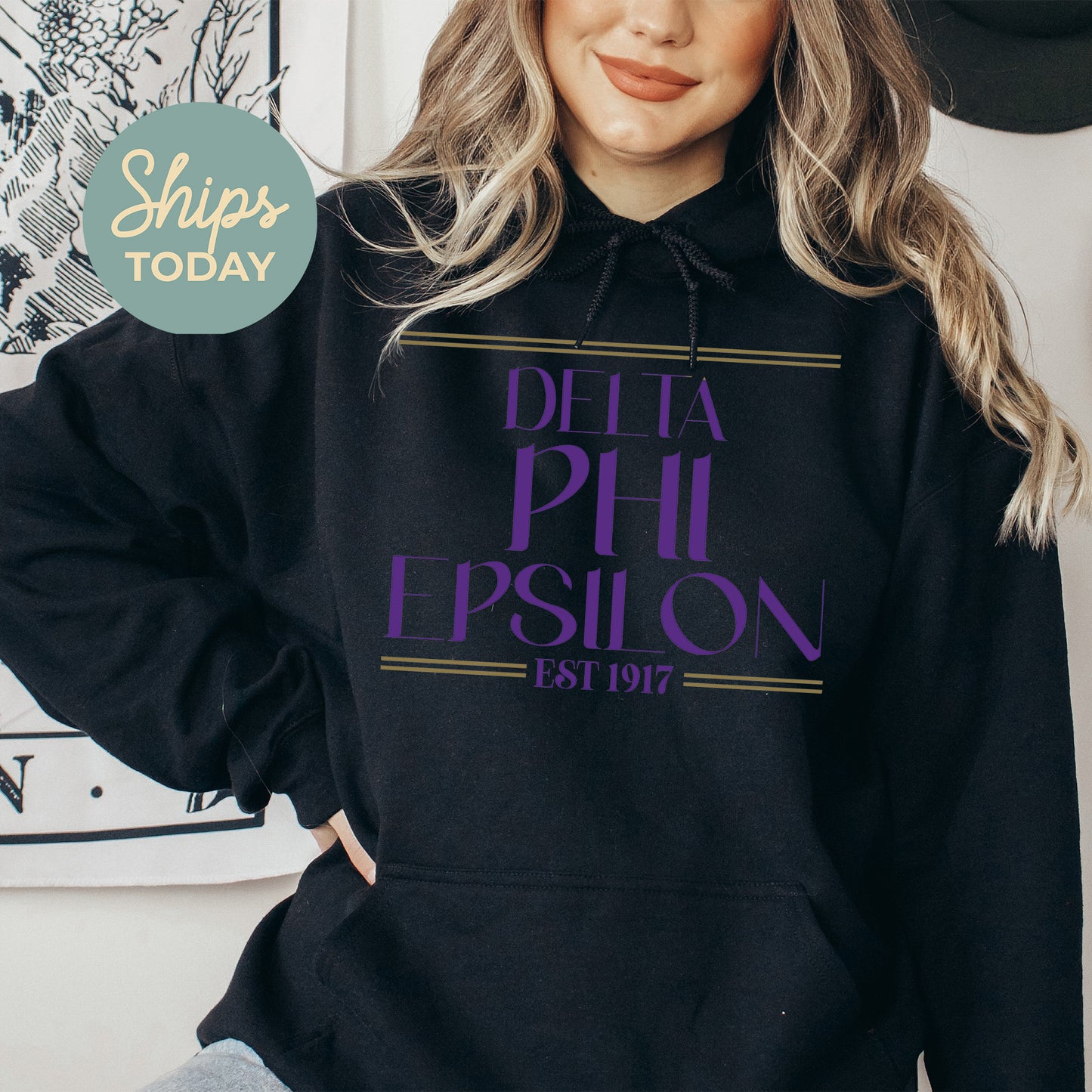 Delta Phi Epsilon Greek Harmony Sorority Hoodie _ 34976g