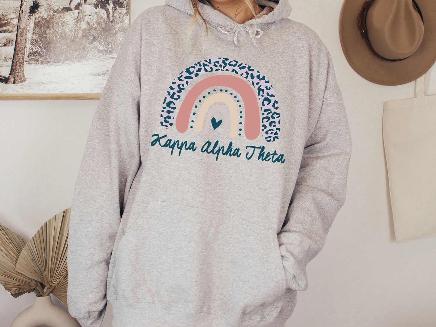 Kappa Alpha Theta Greek Rainbow Sorority Hoodie _ 2748g