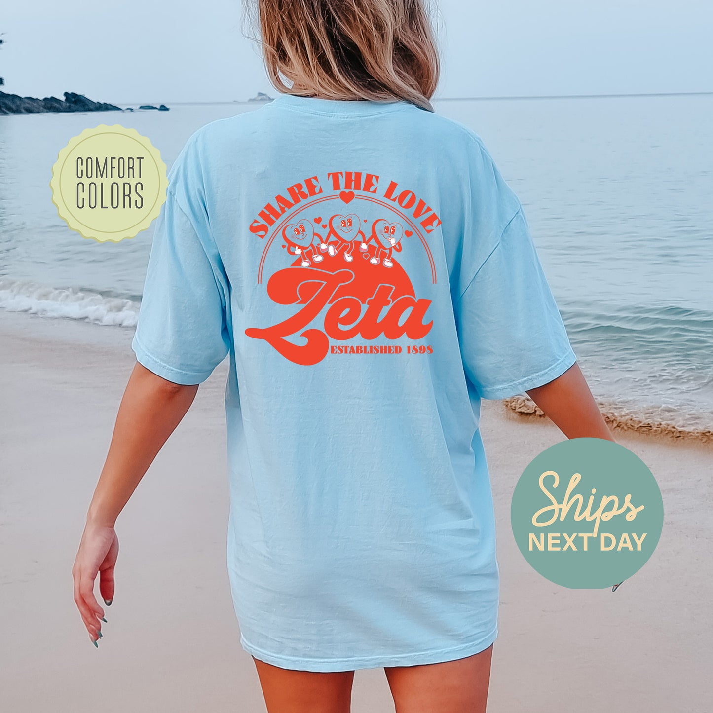 Zeta Tau Alpha Share the Love Comfort Colors Sorority T-shirt _ 33257g