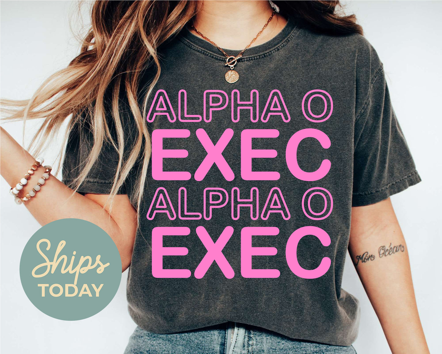 Alpha Omicron Pi Executive Sisterhood Sorority T-shirt _ 30904g