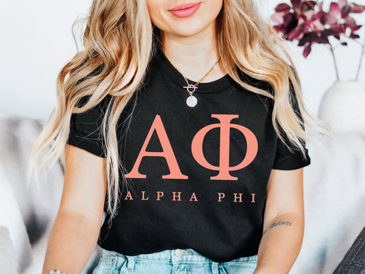 Alpha Phi Pink Personality Sorority T-shirt _ 653g