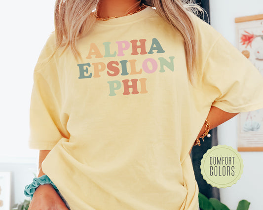 Alpha Epsilon Phi Bright and Proud Comfort Colors Sorority T-shirt _ 416g