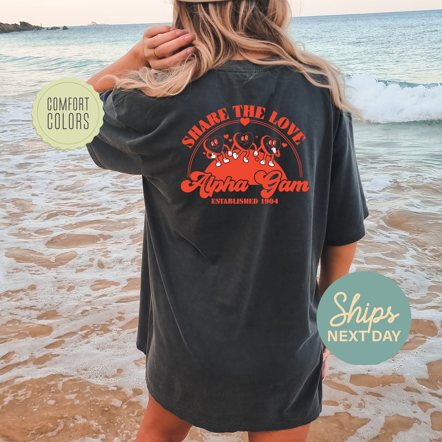 Alpha Gamma Delta Share the Love Comfort Colors Sorority T-shirt _ 33235g
