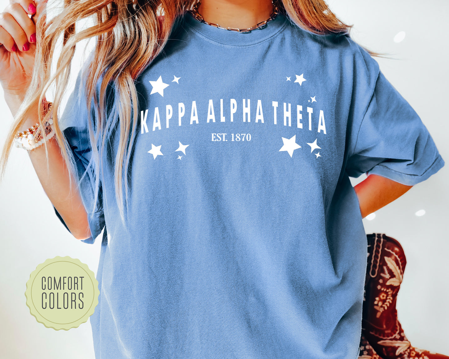 Kappa Alpha Theta Arched Star Comfort Colors Sorority T-shirt _ 2280g