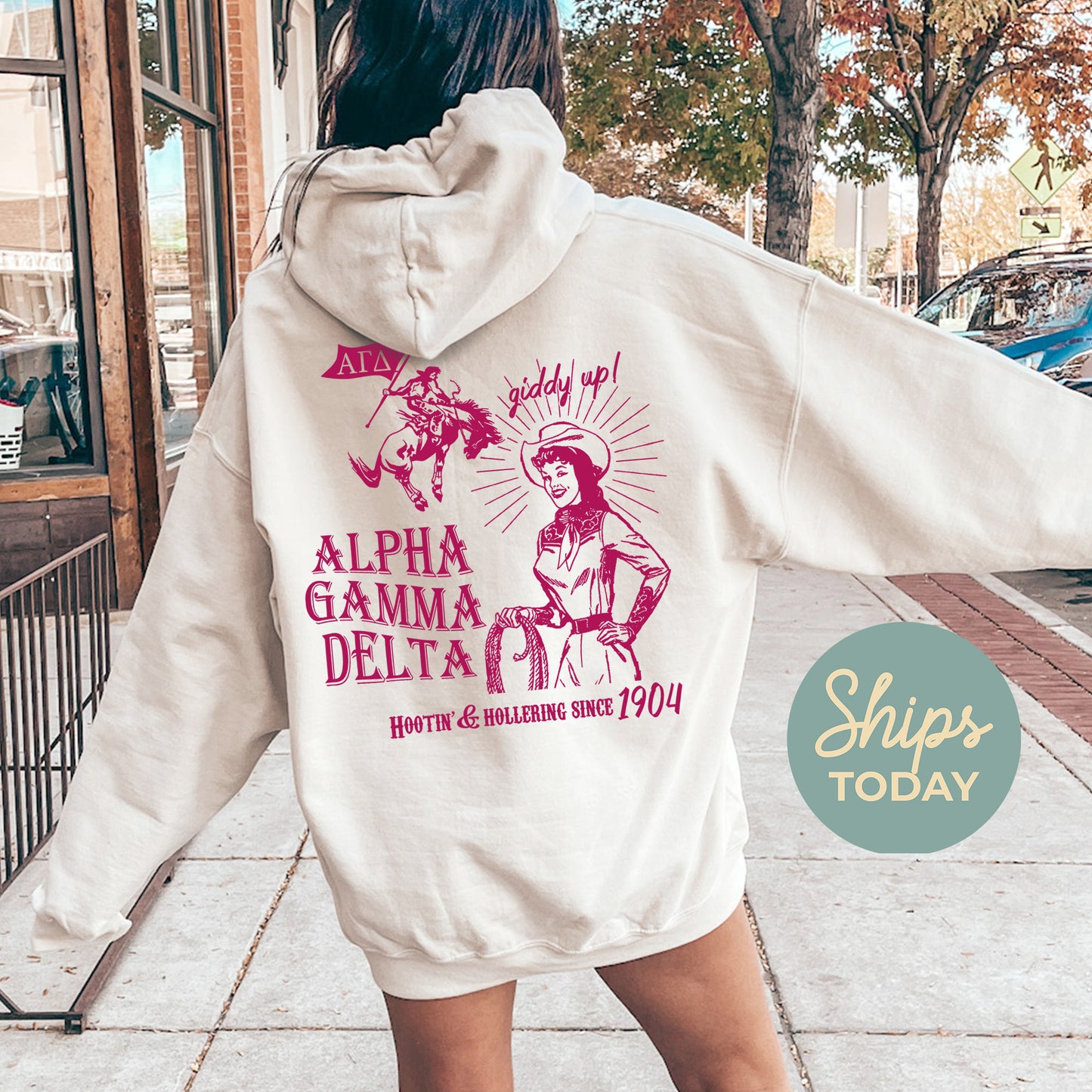 Alpha Gamma Delta Giddy Up Sorority Hoodie _ 36177g