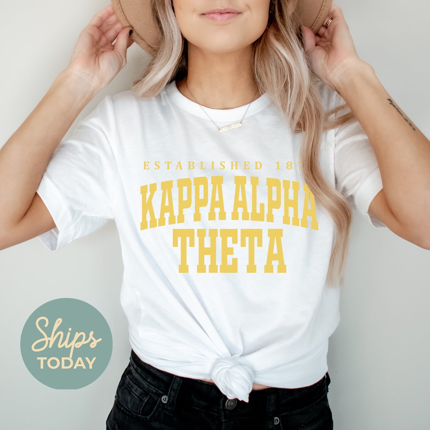 Kappa Alpha Theta Bold Letters Sorority T-shirt _ 35135g