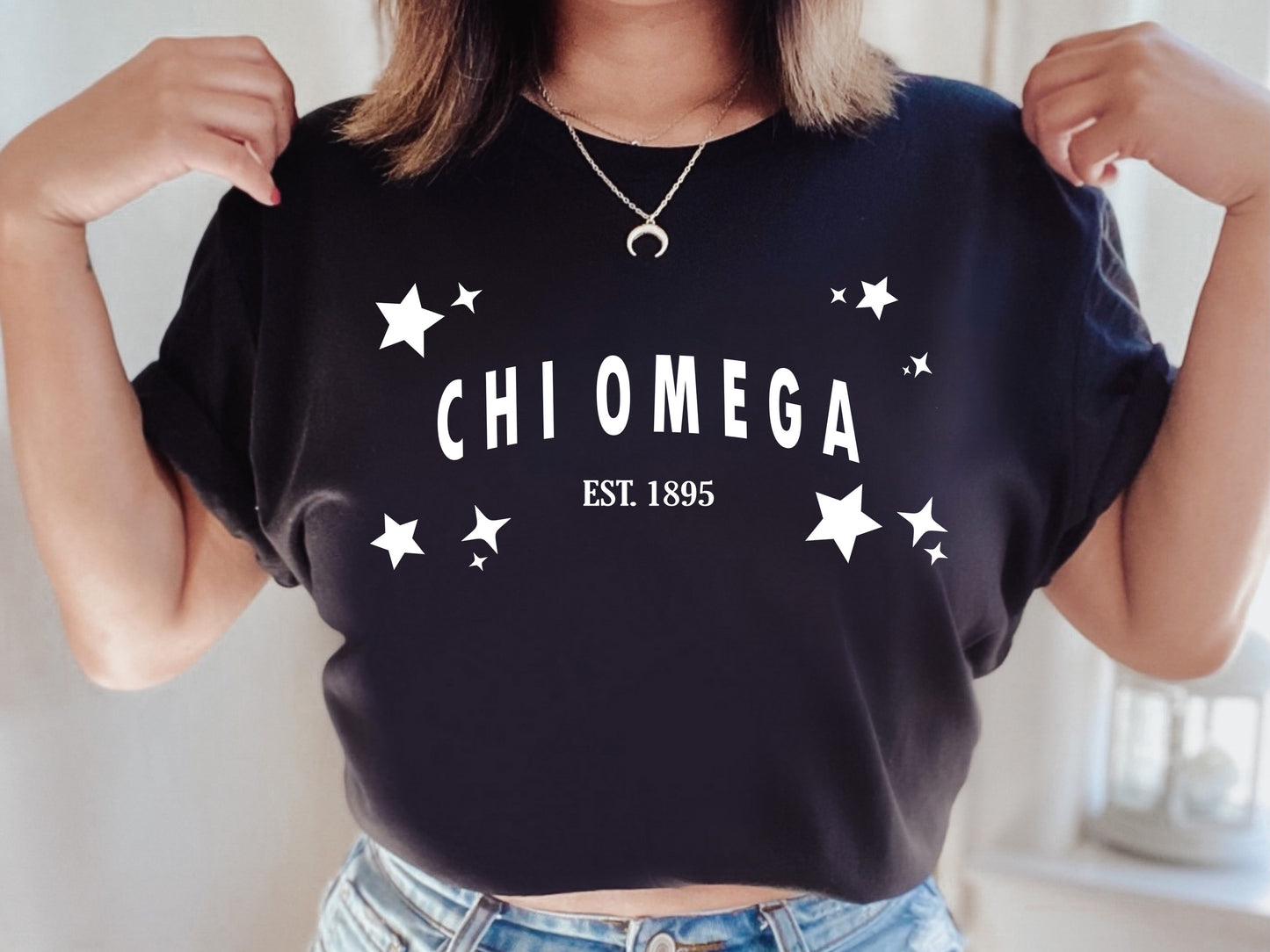 Chi Omega Arched Star Sorority T-shirt _ 2273g