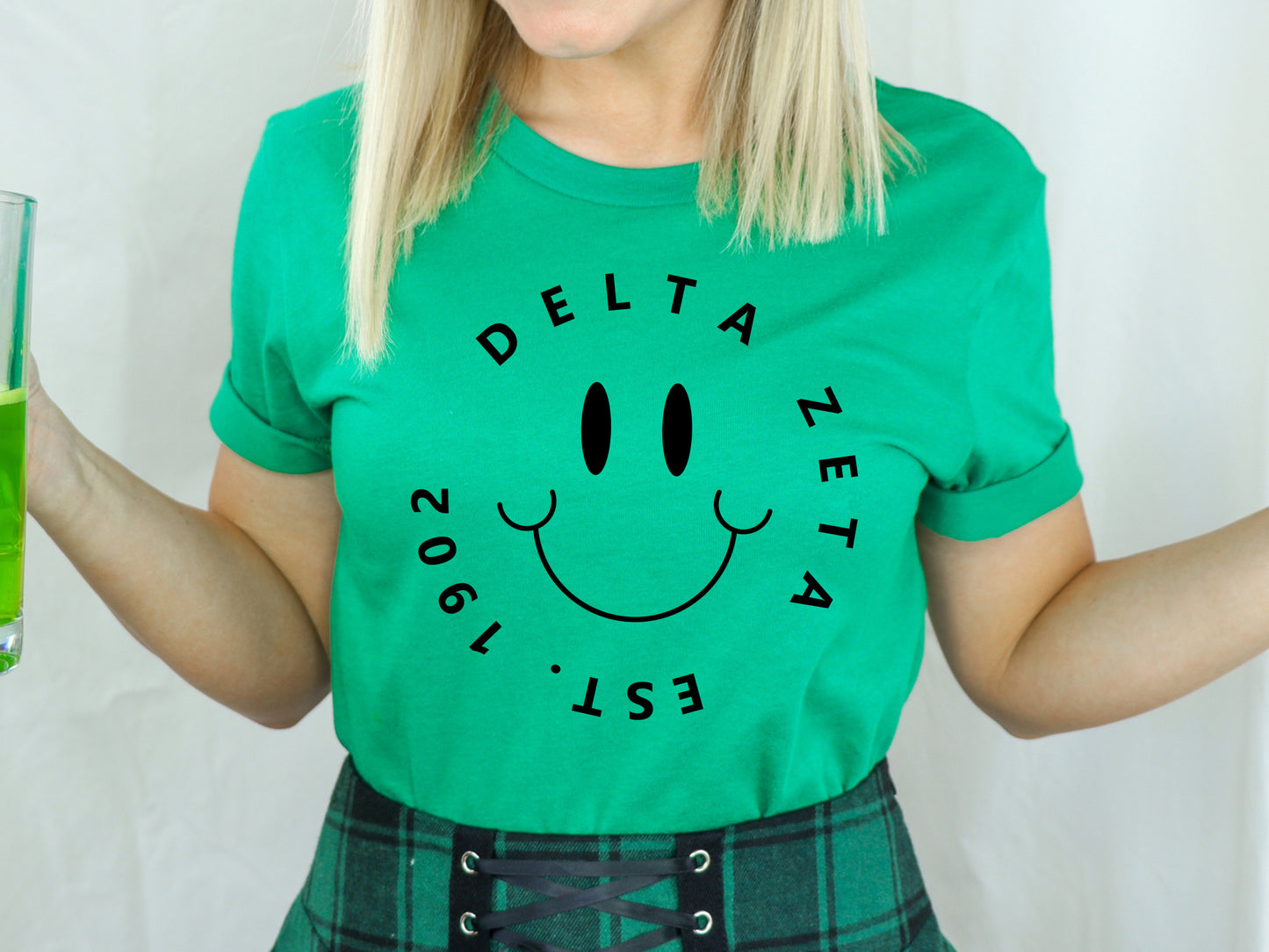 Delta Zeta Smiley Face Halo Sorority T-shirt _ 2512g