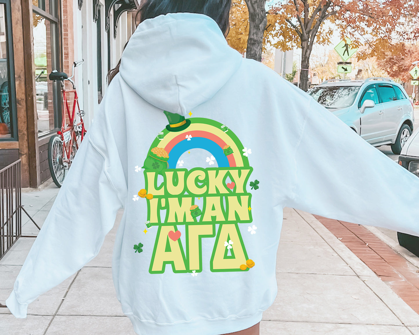 Alpha Gamma Delta Lucky Rainbow Sorority Hoodie _ 32871g