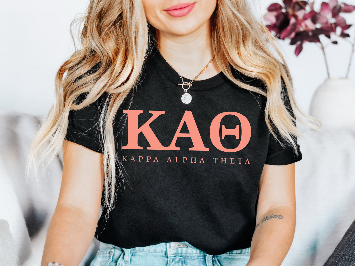 Kappa Alpha Theta Pink Personality Sorority T-shirt _ 663g
