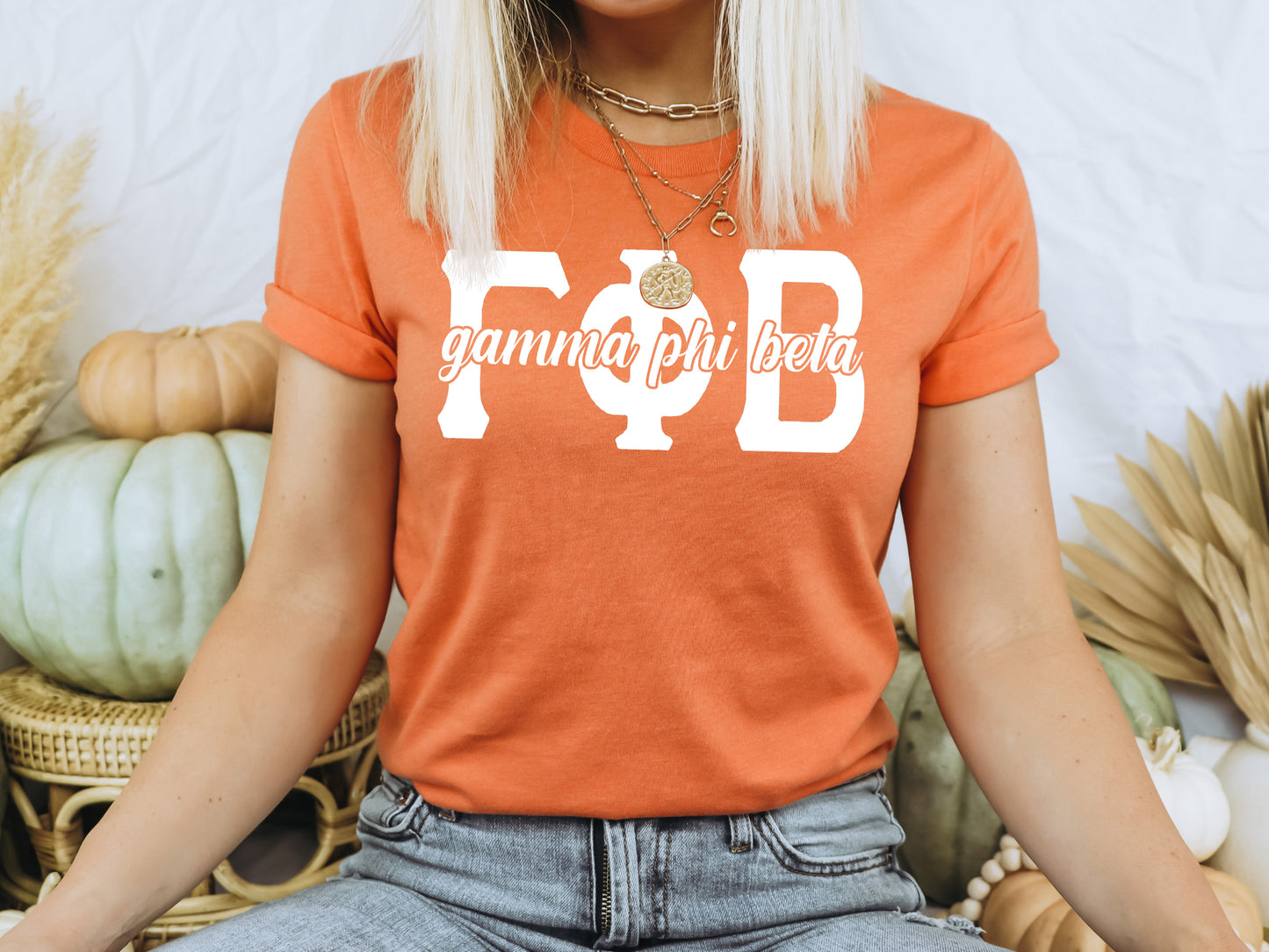 Gamma Phi Beta Sliced White Letters Sorority T-shirt _ 2252g