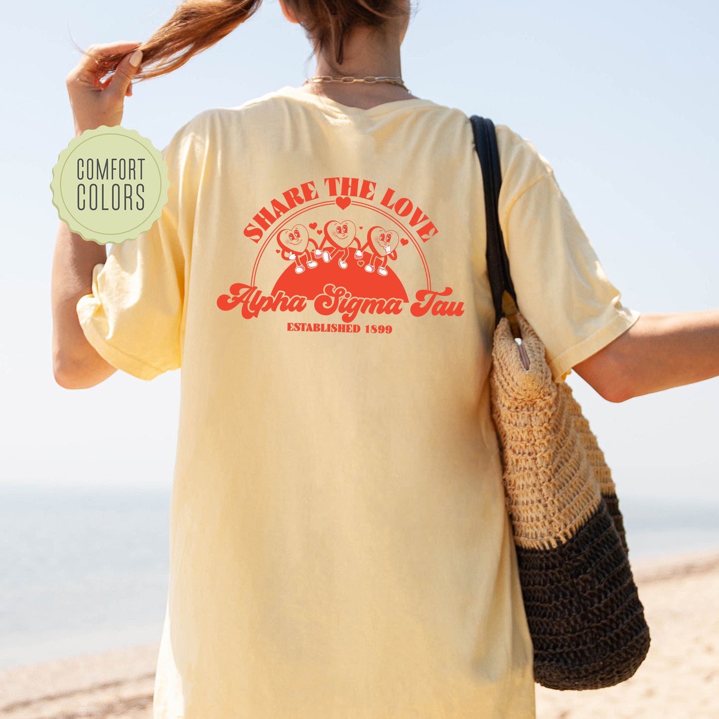 Alpha Sigma Tau Share the Love Comfort Colors Sorority T-shirt _ 33239g