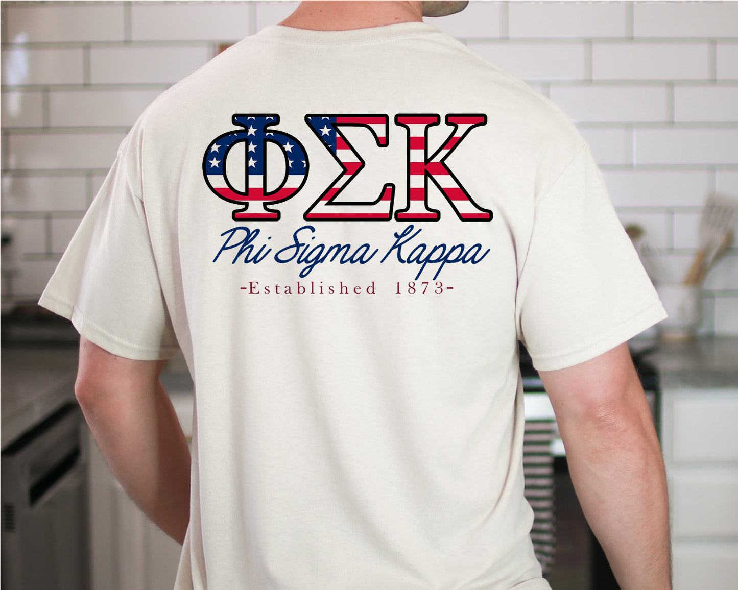 Phi Sigma Kappa USA Flag Letters Fraternity T-shirt _ 33440g