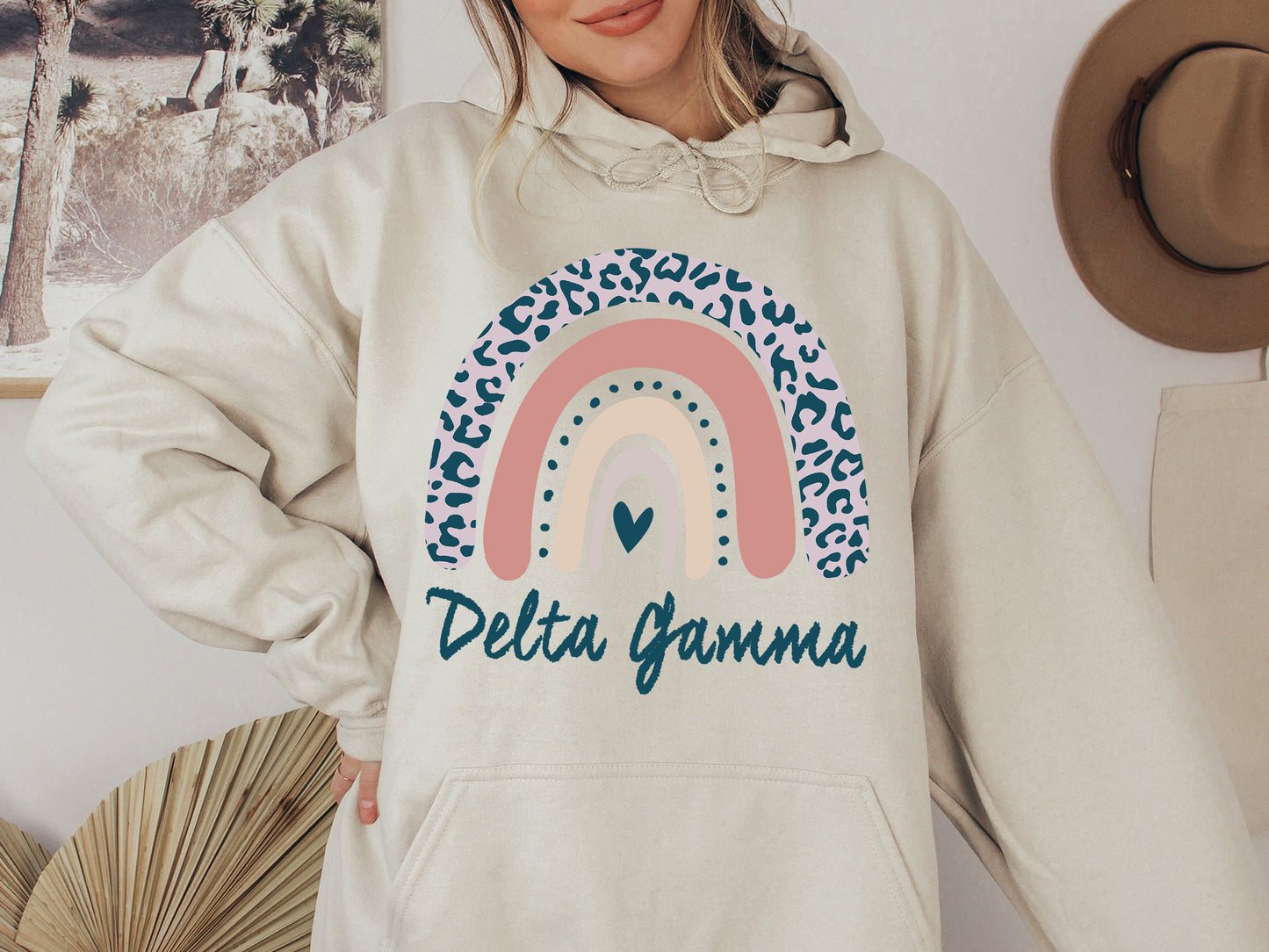 Delta Gamma Greek Rainbow Sorority Hoodie _ 2744g