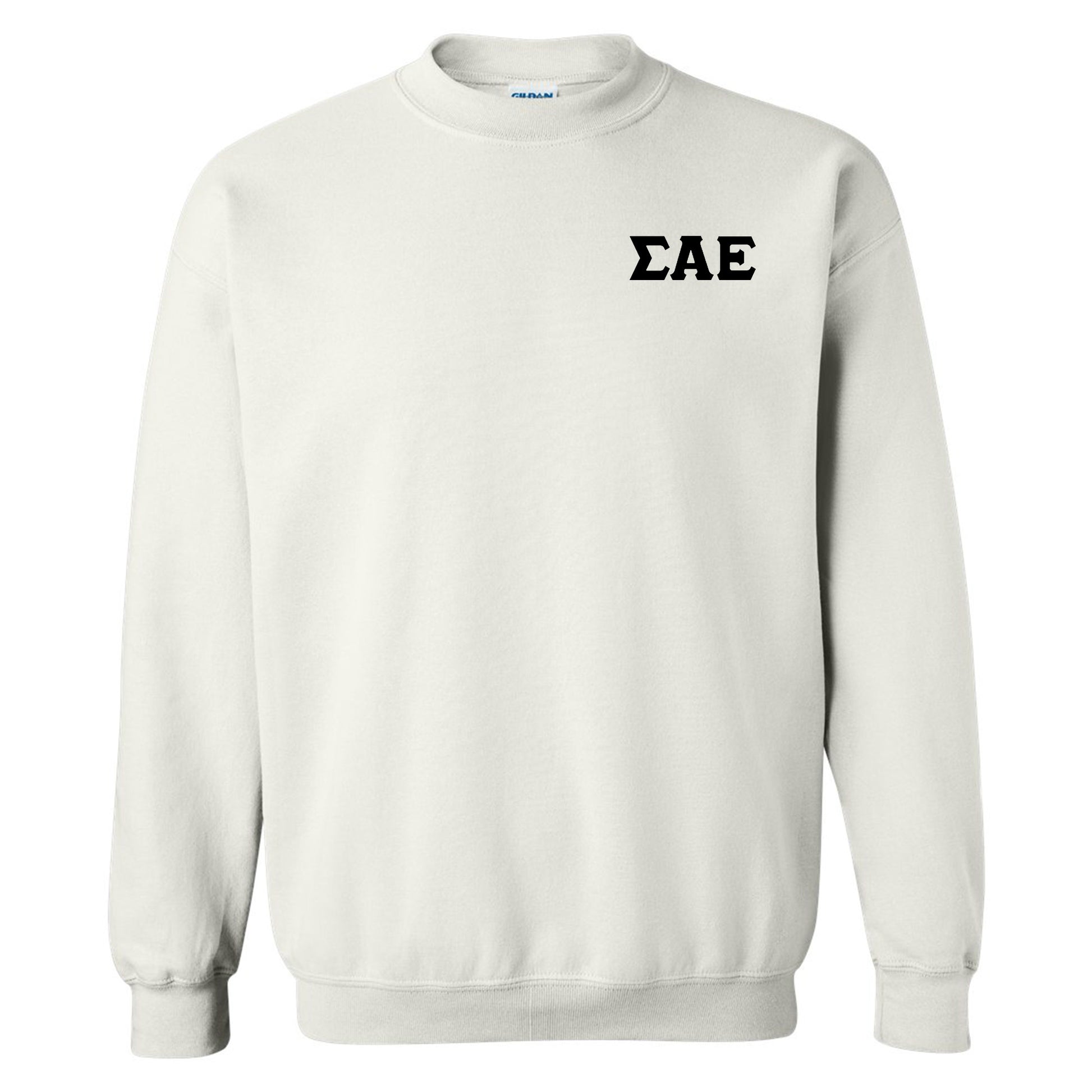 a white sweatshirt with the word eae printed on it