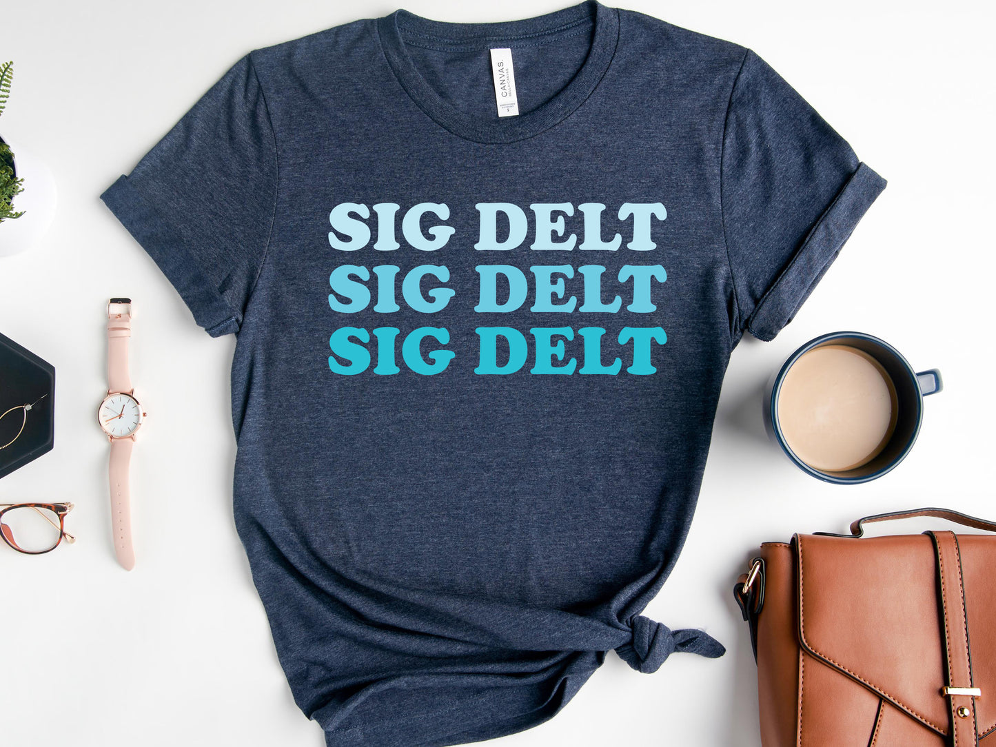 Sigma Delta Tau Touch of Blue Sorority T-shirt _ 2598g