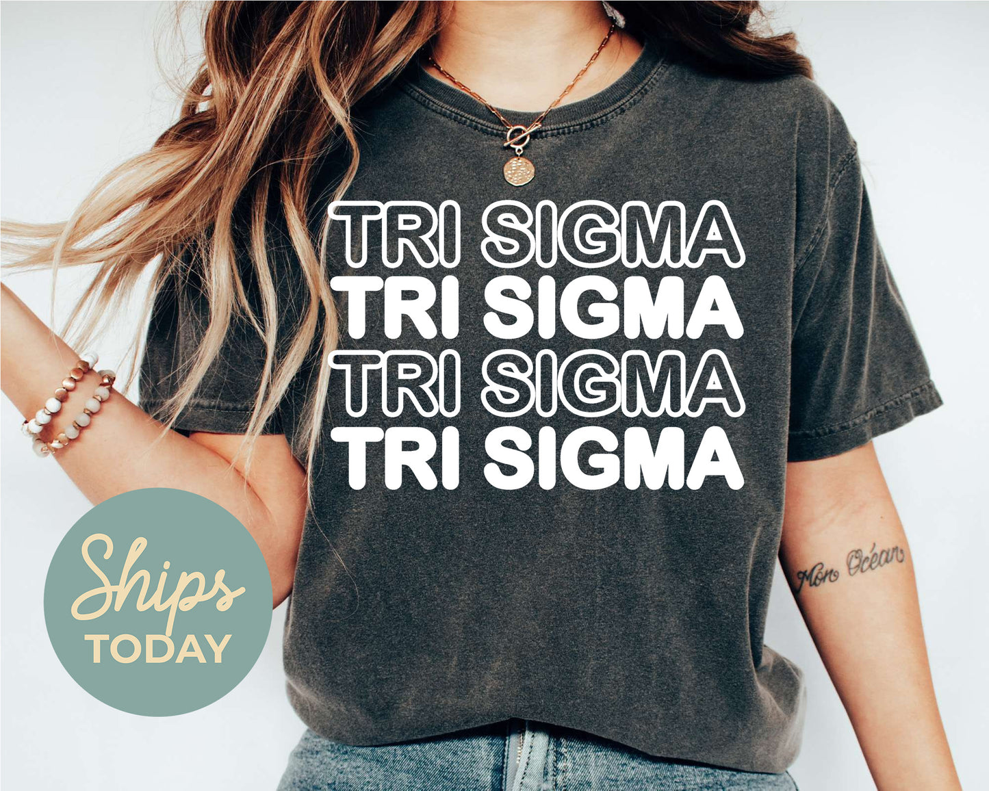 Sigma Sigma Sigma Bold Bubble Letter Sorority T-shirt _ 2235g