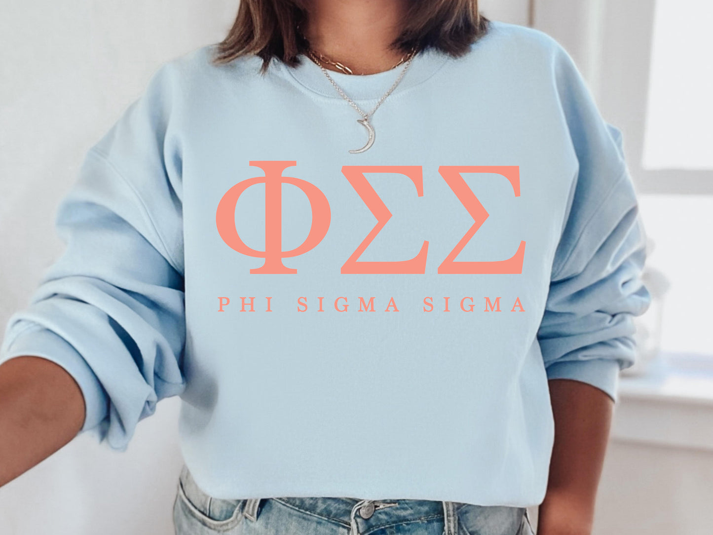 Phi Sigma Sigma Pink Personality Sorority Sweatshirt _ 667g
