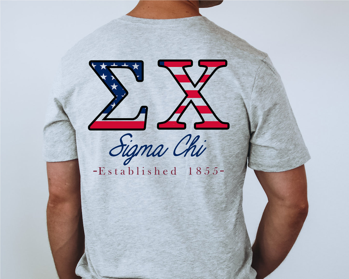Sigma Chi USA Flag Letters Fraternity T-shirt _ 33444g