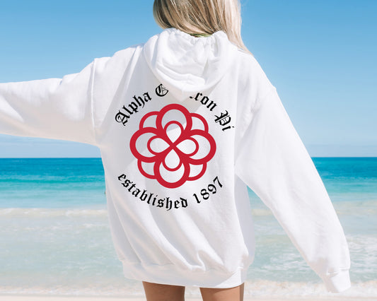Alpha Omicron Pi Old English Crest Sorority Hoodie _ 32924g