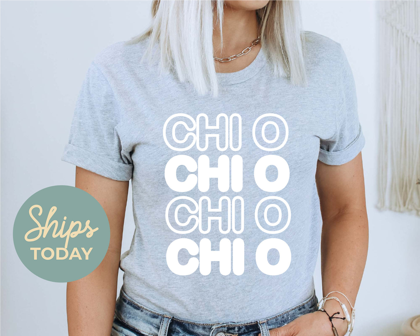 Chi Omega Bold Bubble Letter Sorority T-shirt _ 2221g