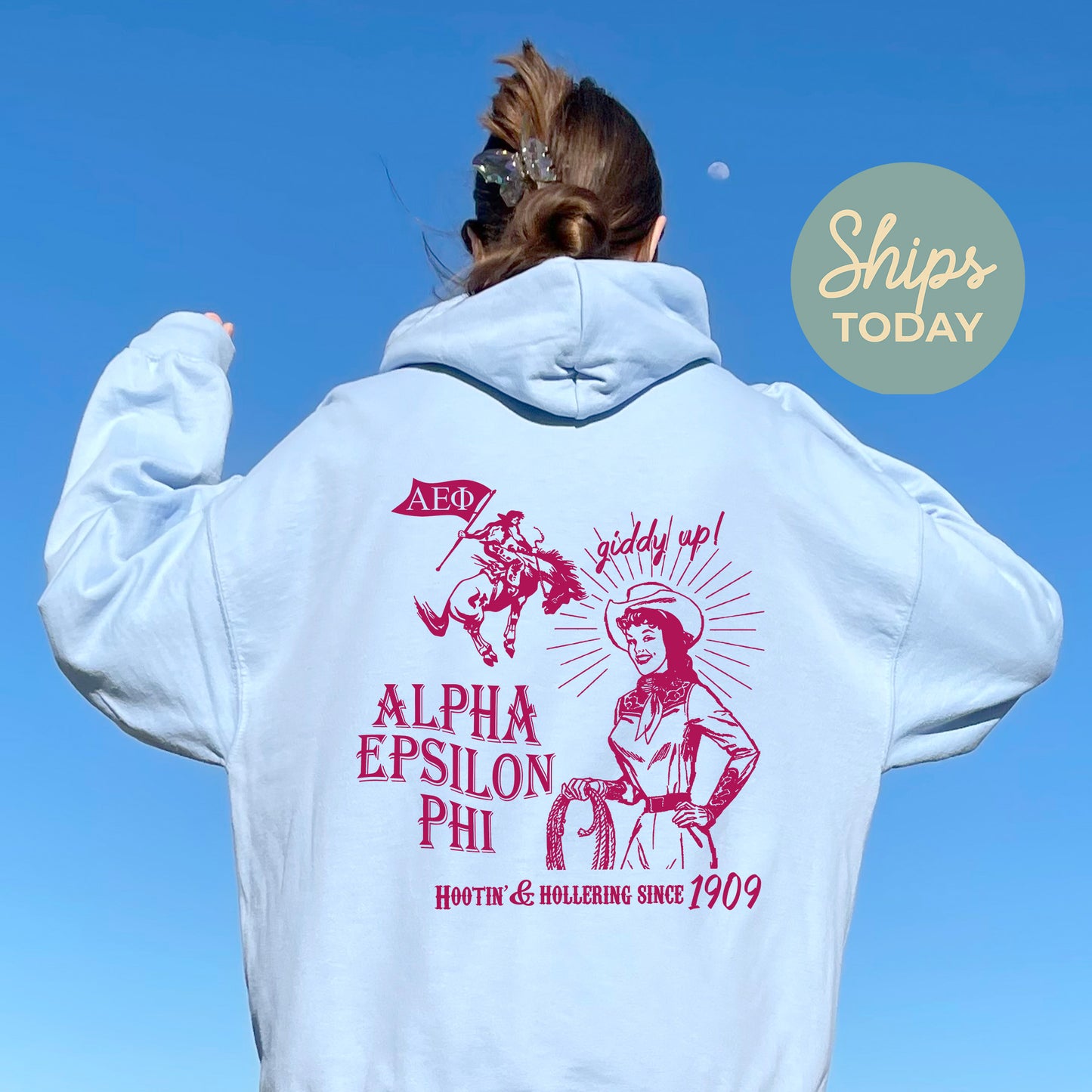 Alpha Epsilon Phi Giddy Up Sorority Hoodie _ 36176g