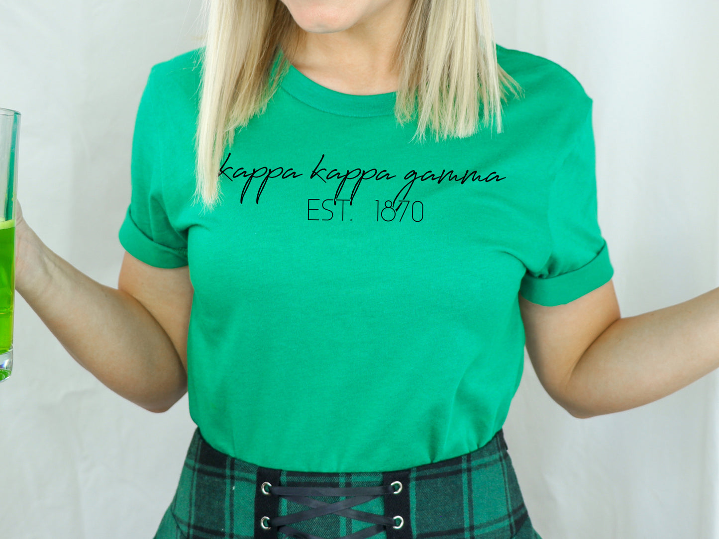 Kappa Kappa Gamma Black Calligraphy Sorority T-shirt _ 2334g