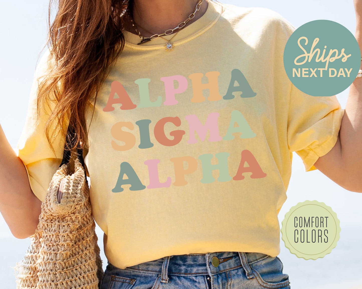 Alpha Sigma Alpha Bright and Proud Comfort Colors Sorority T-shirt _ 420g