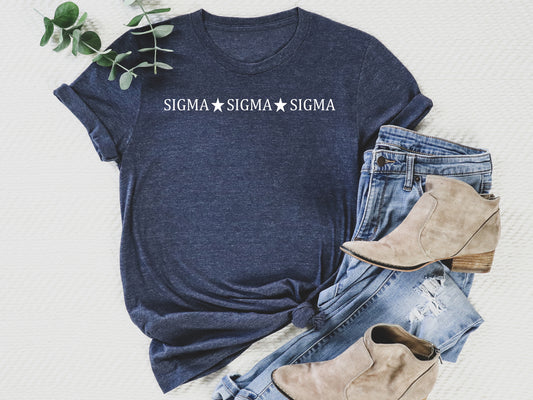 Sigma Sigma Sigma White Star Sorority T-shirt _ 2209g