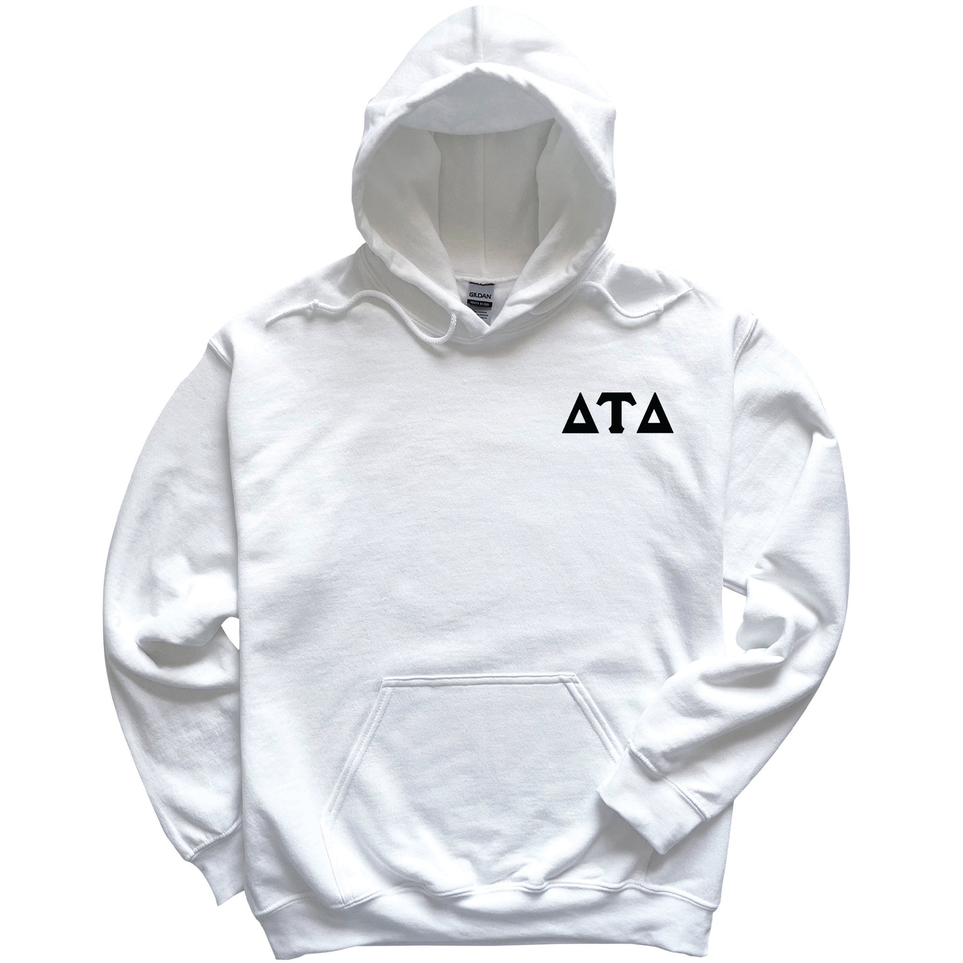 a white hooded sweatshirt with the word ata printed on it