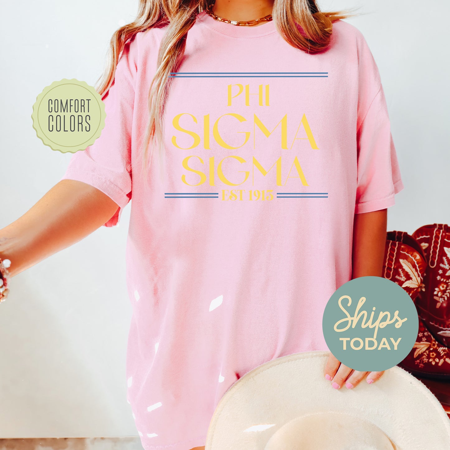 Phi Sigma Sigma Greek Harmony Comfort Colors Sorority T-shirt _ 34983g