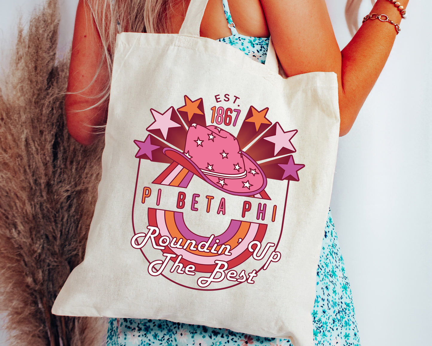 Pi Beta Phi Roundin' Up the Best Sorority Tote Bag _ 34613g