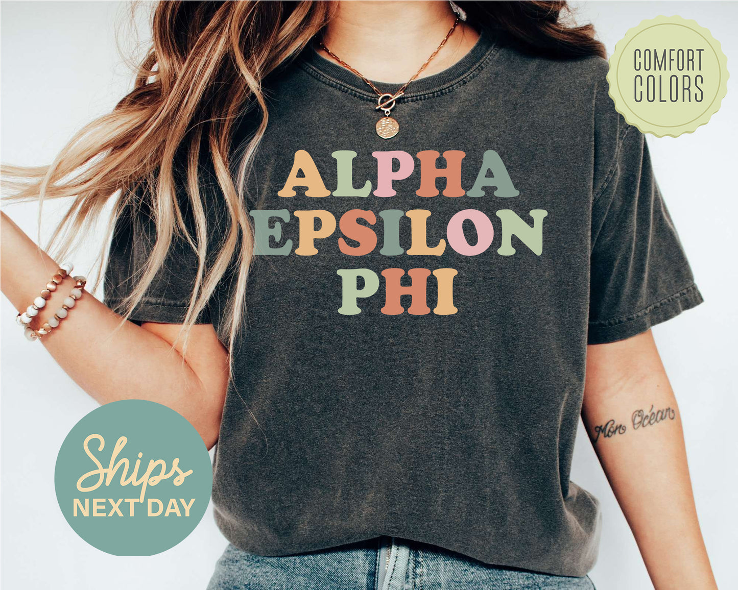 Alpha Epsilon Phi Bright and Proud Comfort Colors Sorority T-shirt _ 416g