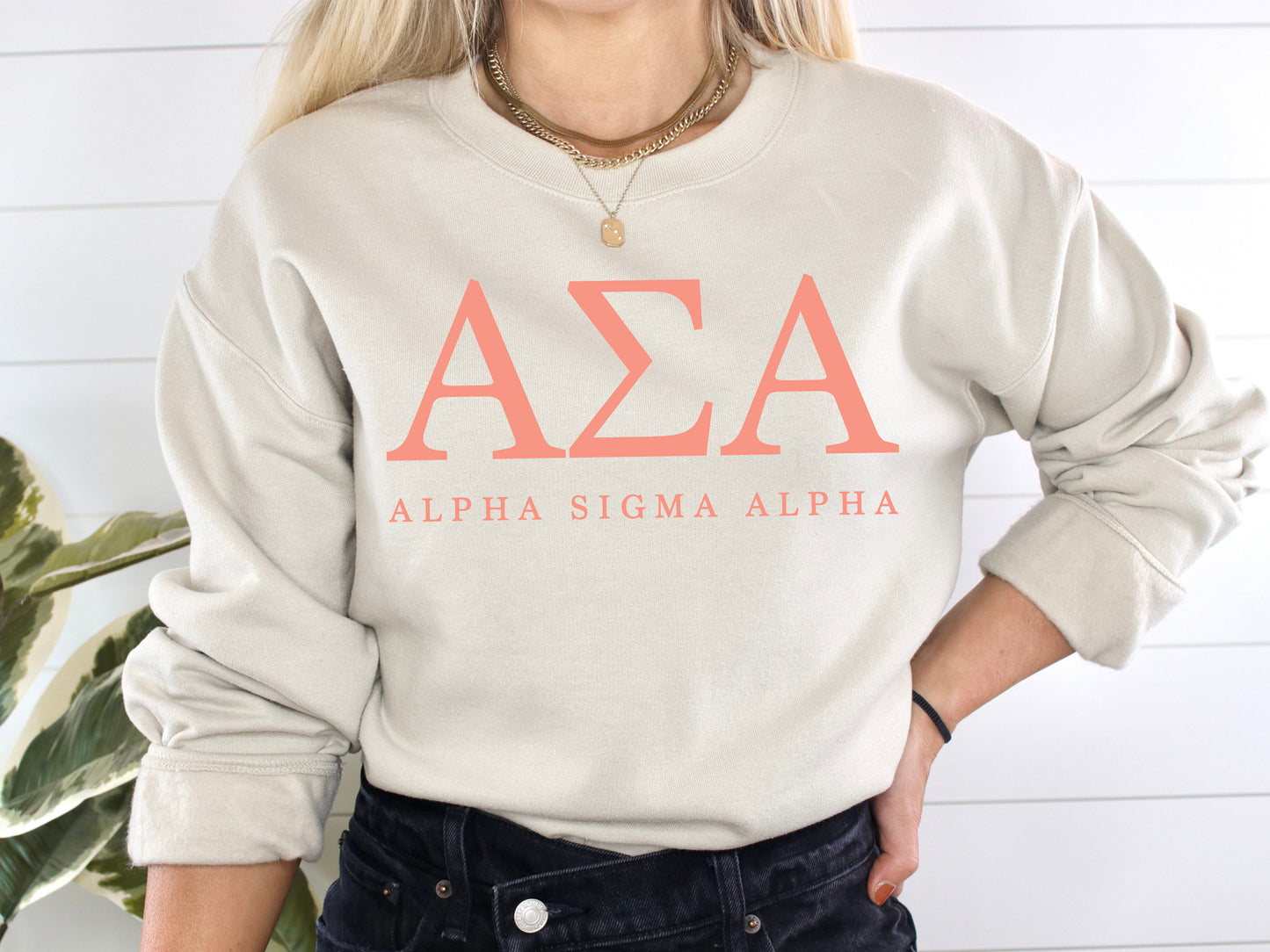 Alpha Sigma Alpha Pink Personality Sorority Sweatshirt _ 654g