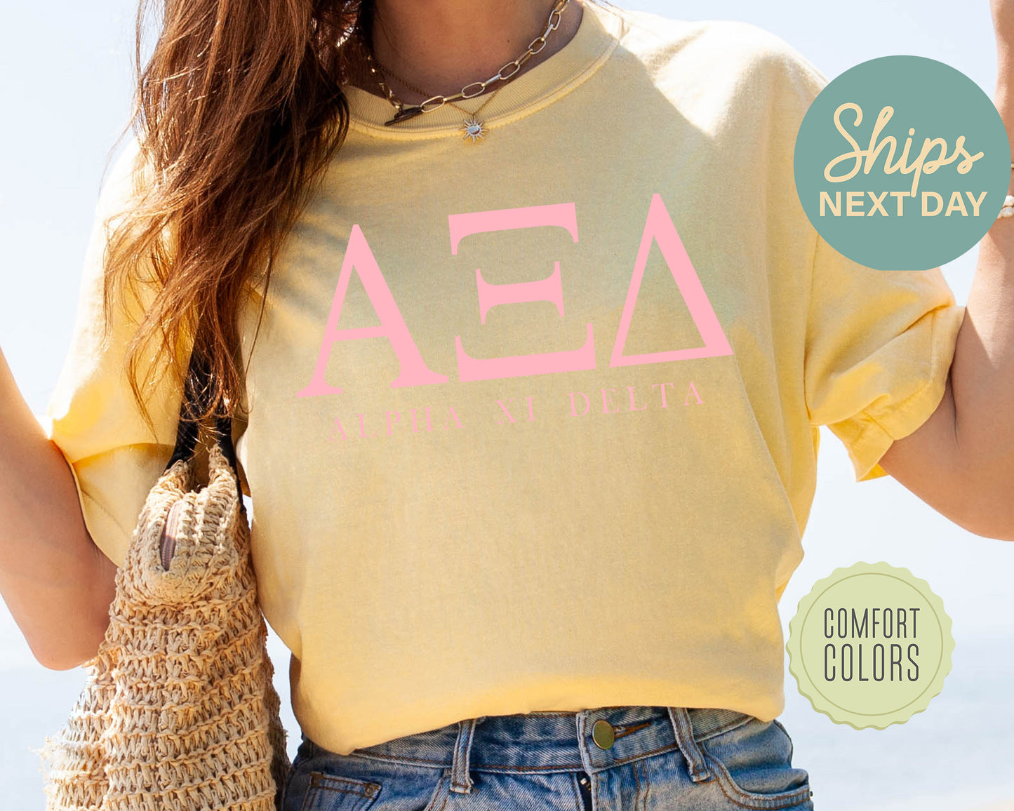 Alpha Xi Delta Everything Pink Comfort Colors Sorority T-shirt _ 318g