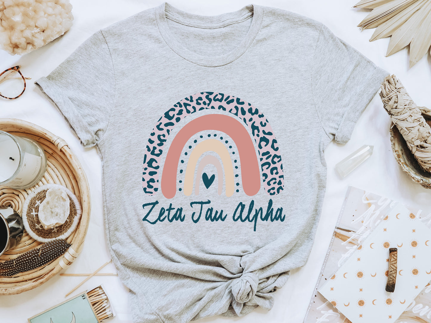 Zeta Tau Alpha Greek Rainbow Sorority T-shirt _ 2758g